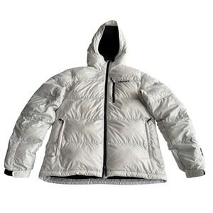 Marmot White Hooded Puffer Jacket with Black Accents